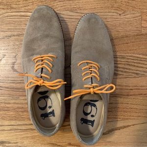 Men’s 1901 Nordstrom Suede Gray Oxford Dress Shoes with Orange Laces and Sole